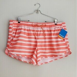 Columbia NWT Coral stripe Bogatta Bay stretch active wear shorts Women's XXL